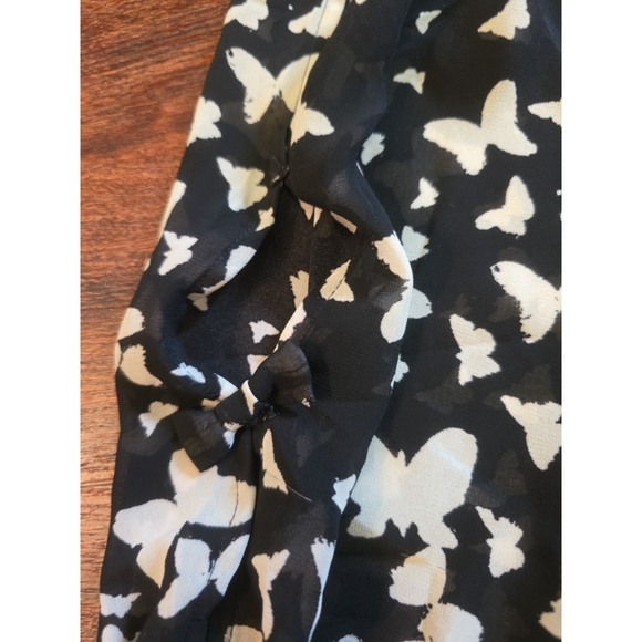 Lauren Conrad black white sheer shirt top size XS cute sleeves with bows - Picture 3 of 4